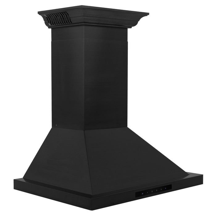 ZLINE 24" Wall Black Stainless Range Hood, Crown Sound, BSKBNCRN-BT-24