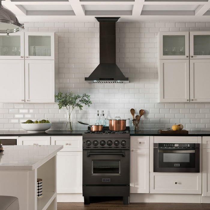 ZLINE 24" Wall Black Stainless Range Hood, Crown Sound, BSKBNCRN-BT-24