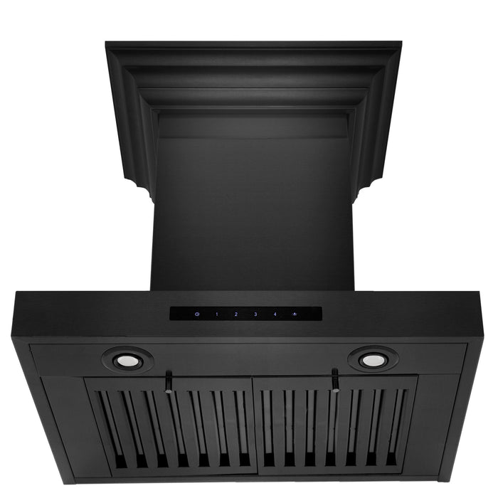 ZLINE 24" Wall Range Hood, Black Stainless, with Crown, BSKENCRN-24