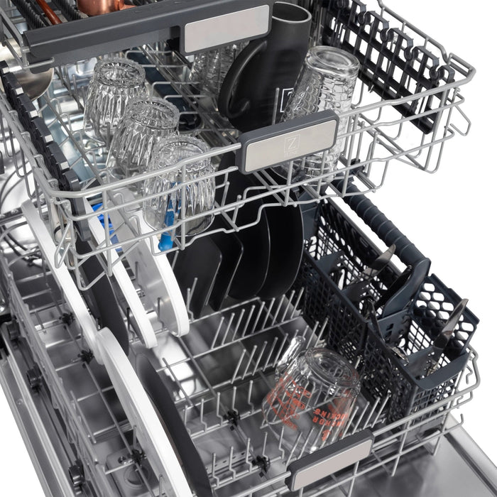 ZLINE 24"Autograph Dishwasher, Stainless, Accent Handle, DWMTZ-304-24-G