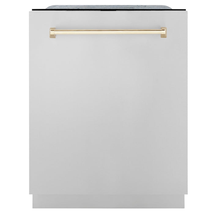 ZLINE 24"Autograph Dishwasher, Stainless, Accent Handle, DWMTZ-304-24-G