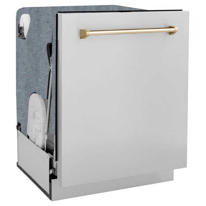 ZLINE 24"Autograph Dishwasher, Stainless, Accent Handle, DWMTZ-304-24-G