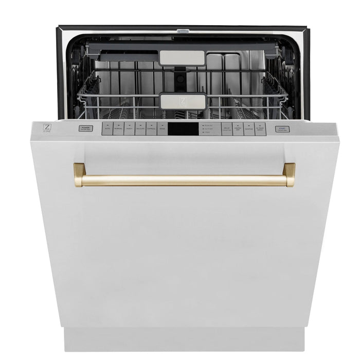 ZLINE 24"Autograph Dishwasher, Stainless, Accent Handle, DWMTZ-304-24-G