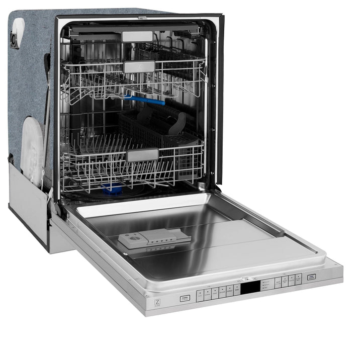 ZLINE 24"Autograph Dishwasher, Stainless, Accent Handle, DWMTZ-304-24-G