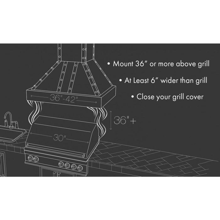 ZLINE 28" Outdoor Stainless Range Hood Insert, 695-304-28