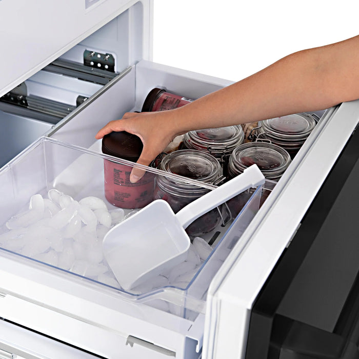 ZLINE 30" 16.1 cu. ft. Built-In 2-Door Bottom Freezer Refrigerator with Internal Water and Ice Dispenser in Black Stainless Steel-RBIV-BS-30