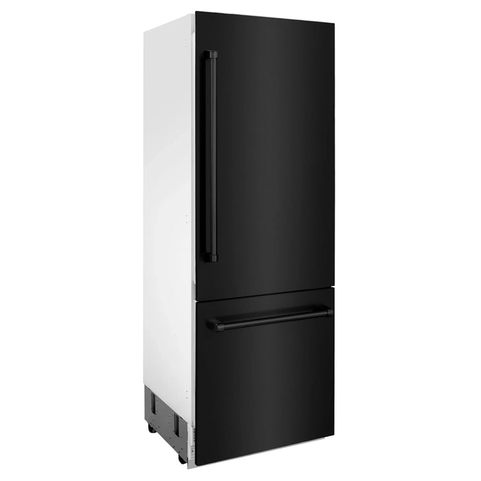 ZLINE 30" 16.1 cu. ft. Built-In 2-Door Bottom Freezer Refrigerator with Internal Water and Ice Dispenser in Black Stainless Steel-RBIV-BS-30