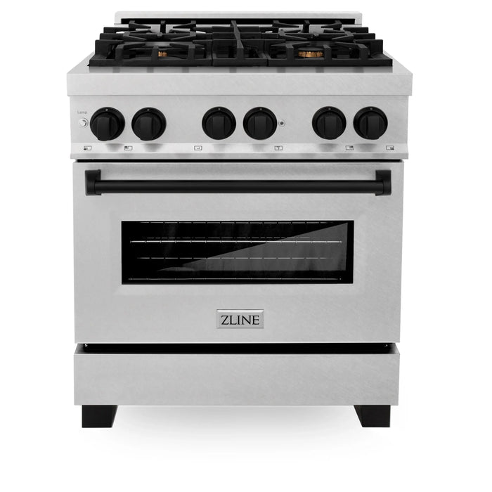 ZLINE 30" Autograph Dual Fuel Range, DuraSnow Stainless, RASZ-SN-30-MB