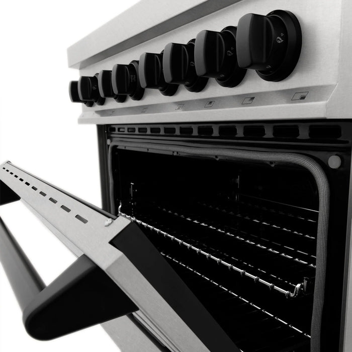 ZLINE 30" Autograph Dual Fuel Range, DuraSnow Stainless, RASZ-SN-30-MB