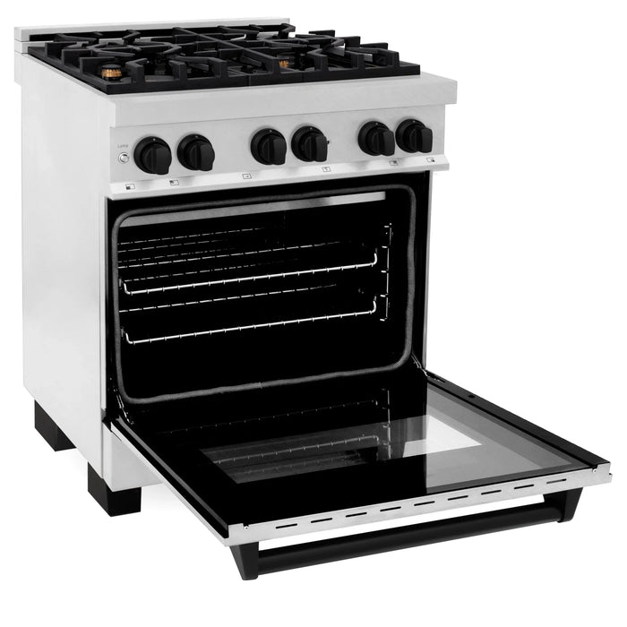 ZLINE 30" Autograph Dual Fuel Range, DuraSnow Stainless, RASZ-SN-30-MB