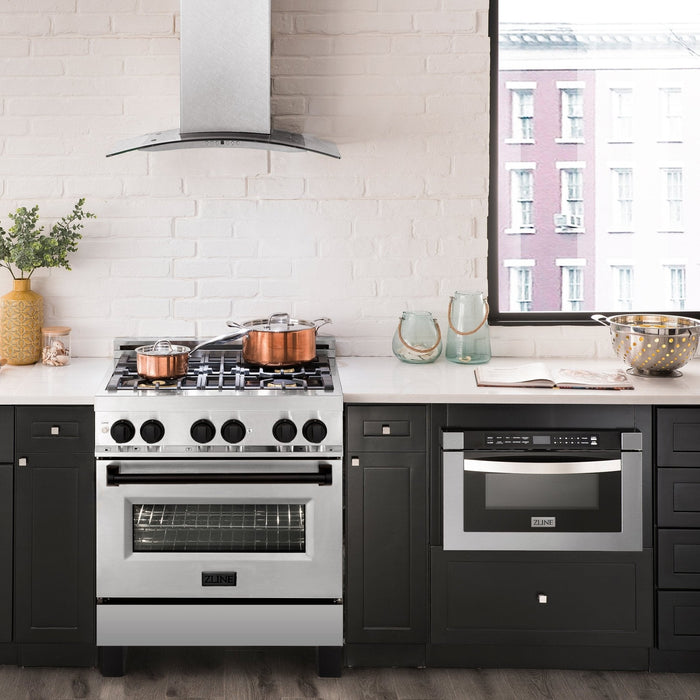 ZLINE 30" Autograph Dual Fuel Range, Stainless Steel, RAZ-30-MB