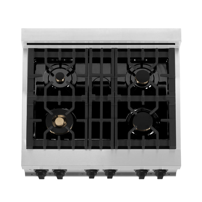 ZLINE 30" Autograph Dual Fuel Range, Stainless Steel, RAZ-30-MB
