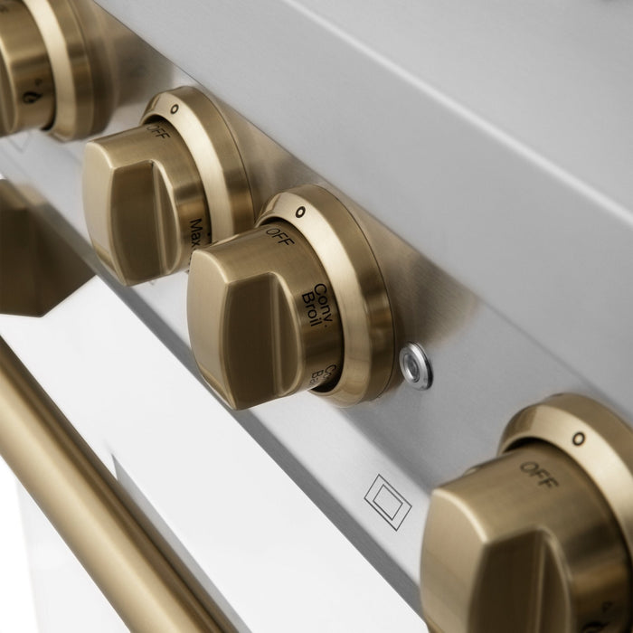 ZLINE 30" Autograph Dual Fuel Range, White Door, Bronze, RAZ-WM-30-CB