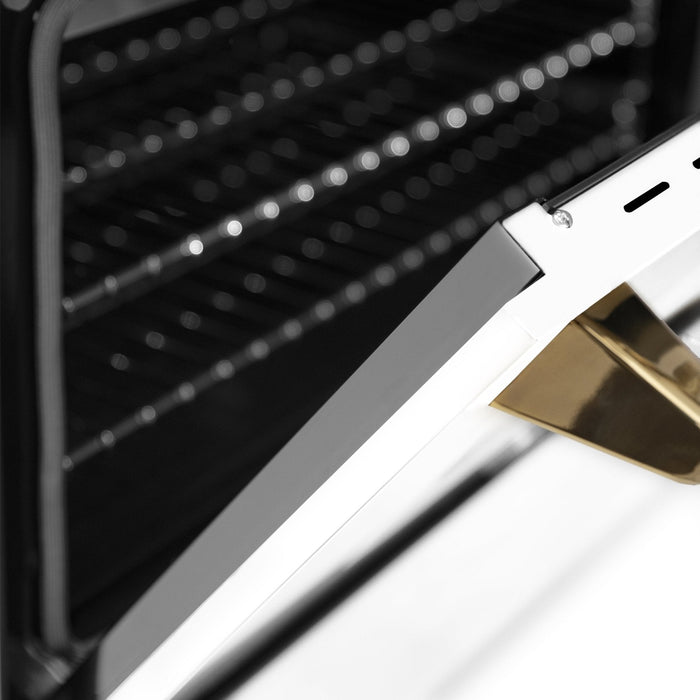 ZLINE 30" Autograph, Dual Fuel Range, White Door, Gold, RASZ-WM-30-G