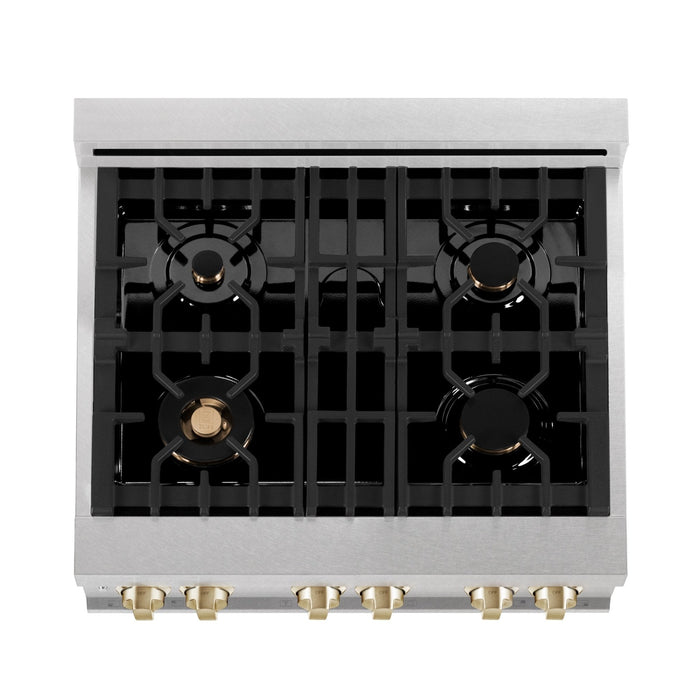 ZLINE 30" Autograph, Dual Fuel Range, White Door, Gold, RASZ-WM-30-G