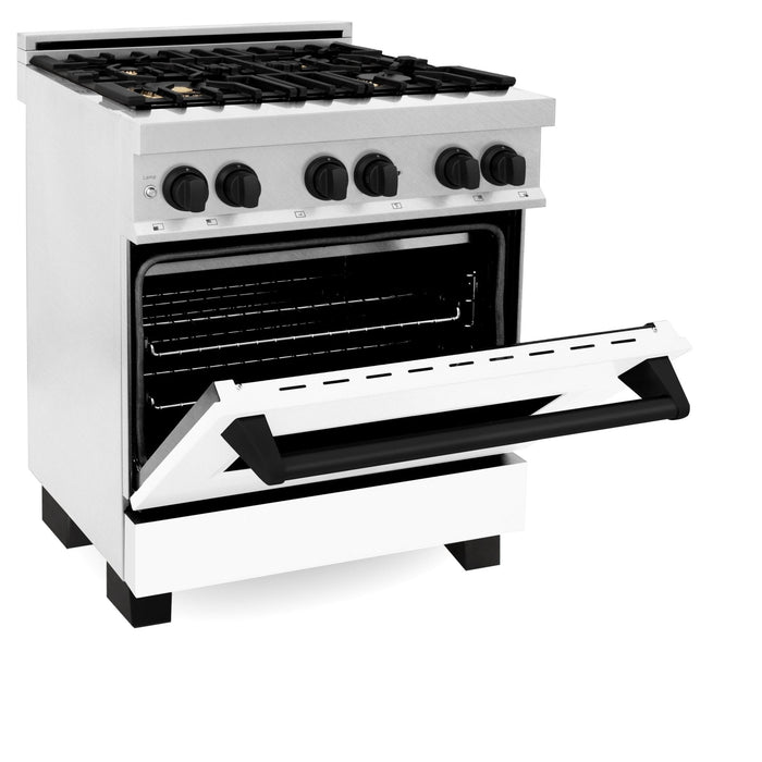 ZLINE 30" Autograph, Dual Fuel Range, White Door, RASZ-WM-30-MB