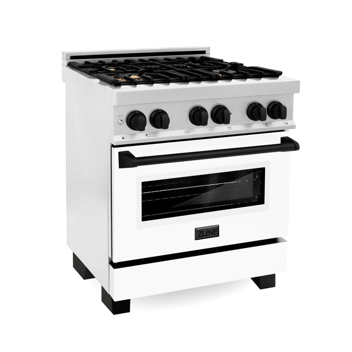 ZLINE 30" Autograph, Dual Fuel Range, White Door, RASZ-WM-30-MB