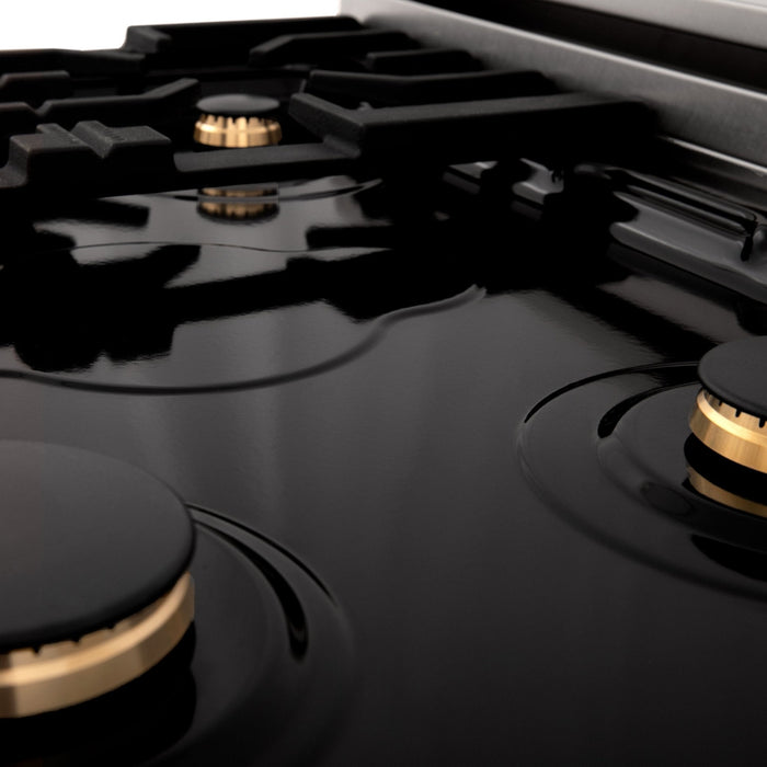 ZLINE 30" Autograph Dual Fuel Range, White Door, RAZ-WM-30-MB