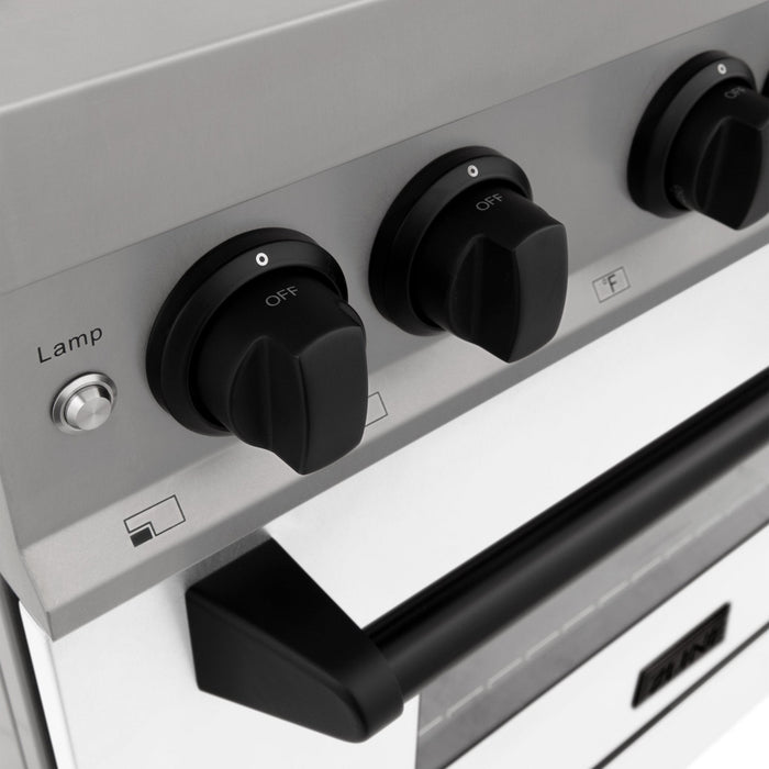 ZLINE 30" Autograph Dual Fuel Range, White Door, RAZ-WM-30-MB