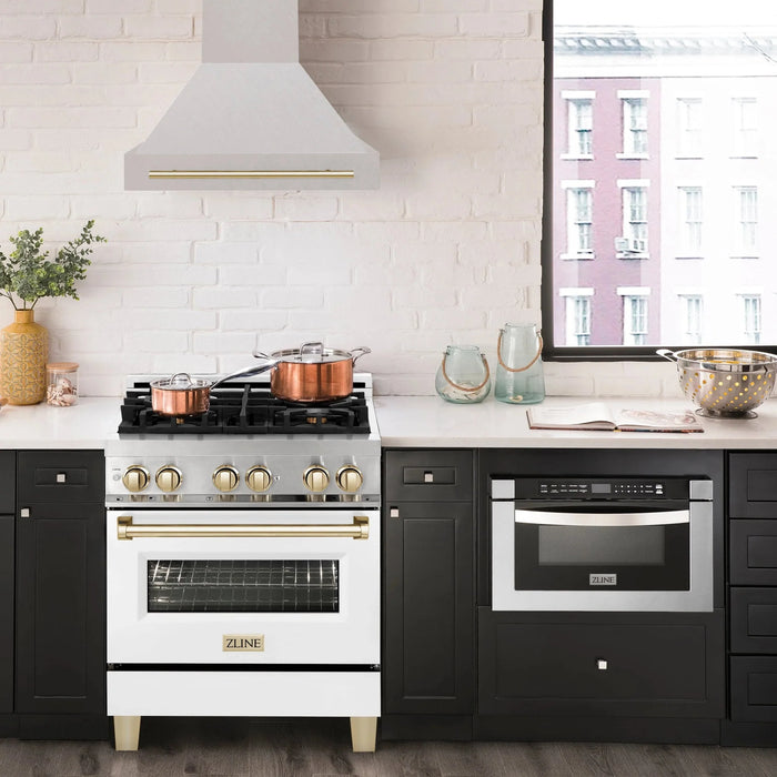 ZLINE 30" Autograph DuraSnow Stainless Steel Hood 8654SNZ-30-G