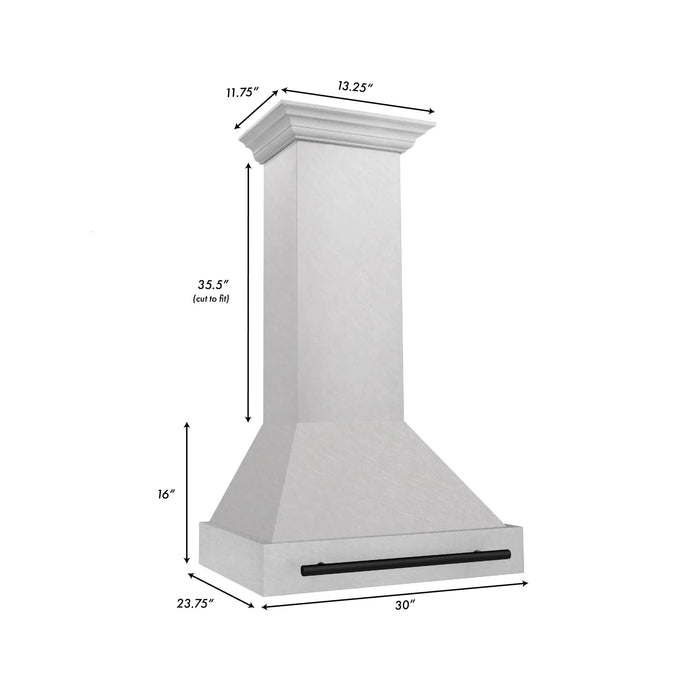 ZLINE 30" Autograph DuraSnow Stainless Steel Hood 8654SNZ-30-MB