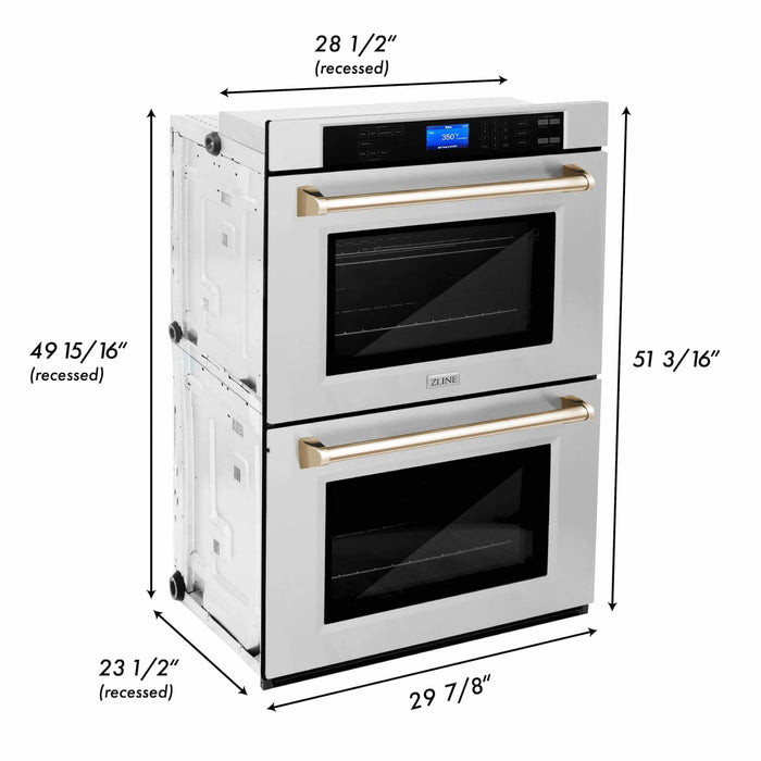 ZLINE 30" Autograph Edition Double Wall Oven with Self Clean and True Convection in Stainless Steel AWDZ-30-G