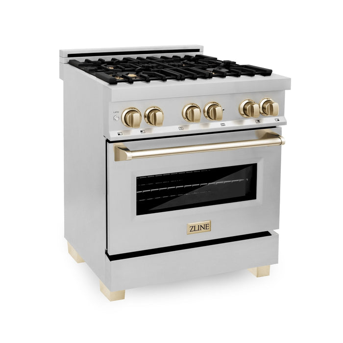 ZLINE 30" Autograph Edition, Dual Fuel Range, Gold Accents, RAZ-30-G