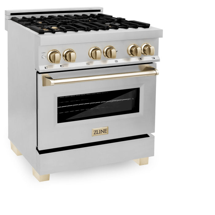 ZLINE 30" Autograph Edition, Dual Fuel Range, Gold Accents, RAZ-30-G