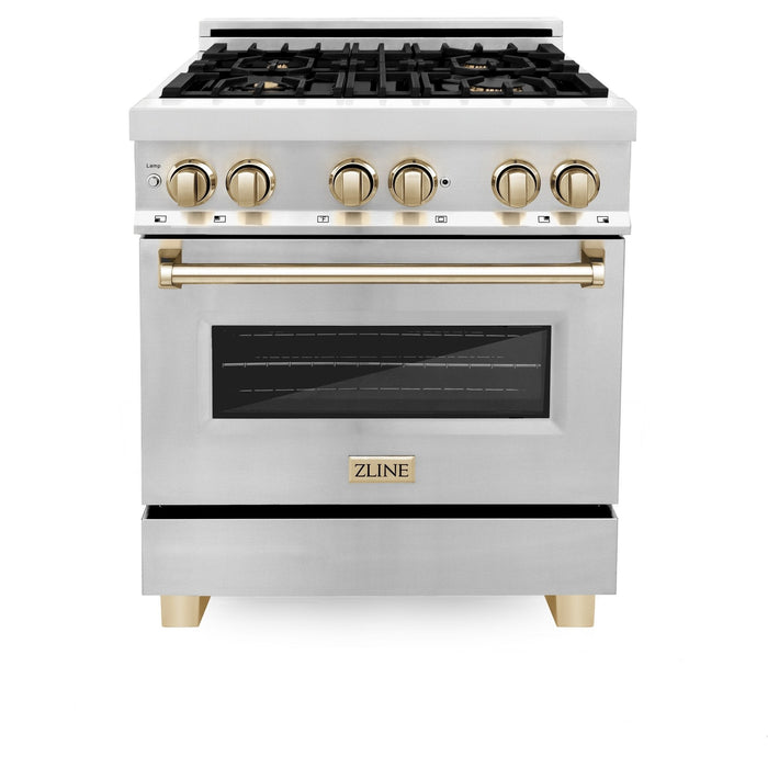 ZLINE 30" Autograph Edition, Dual Fuel Range, Gold Accents, RAZ-30-G