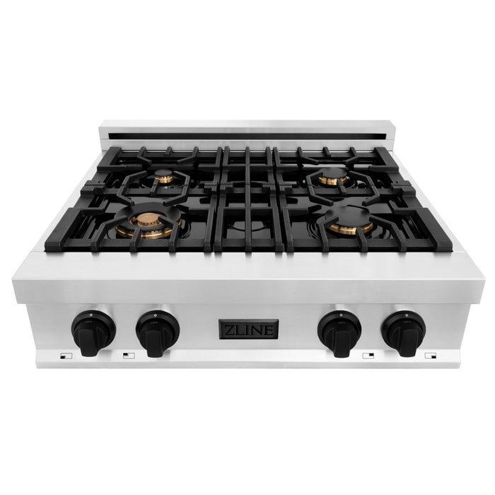 ZLINE 30" Autograph Porcelain Rangetop, Matte Black Accents, RTZ-30-MB