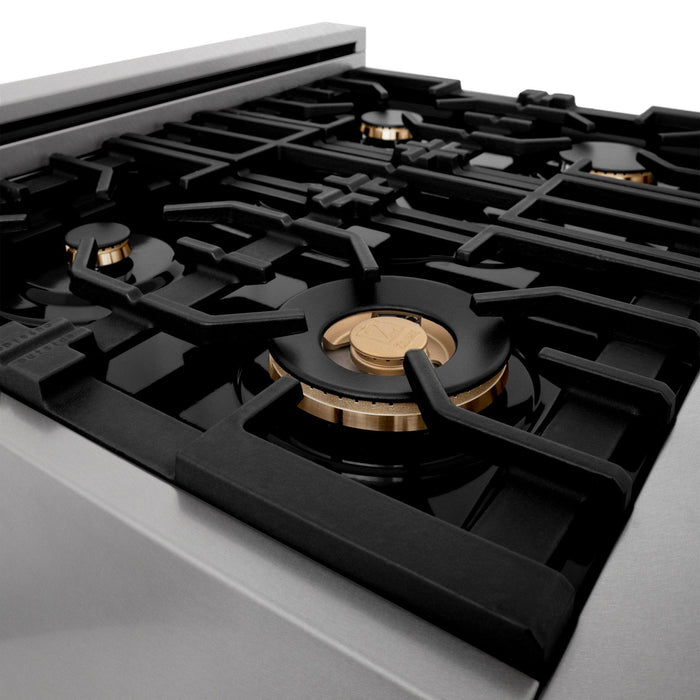 ZLINE 30" Autograph Rangetop, DuraSnow, Bronze Accents, RTSZ-30-CB