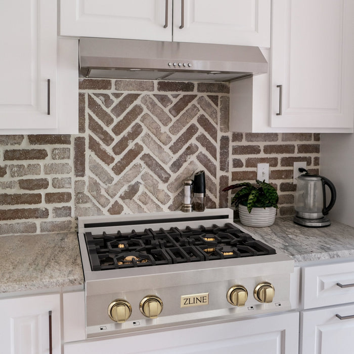 ZLINE 30" Autograph Rangetop, DuraSnow, Gold Accent, RTZ-30-G