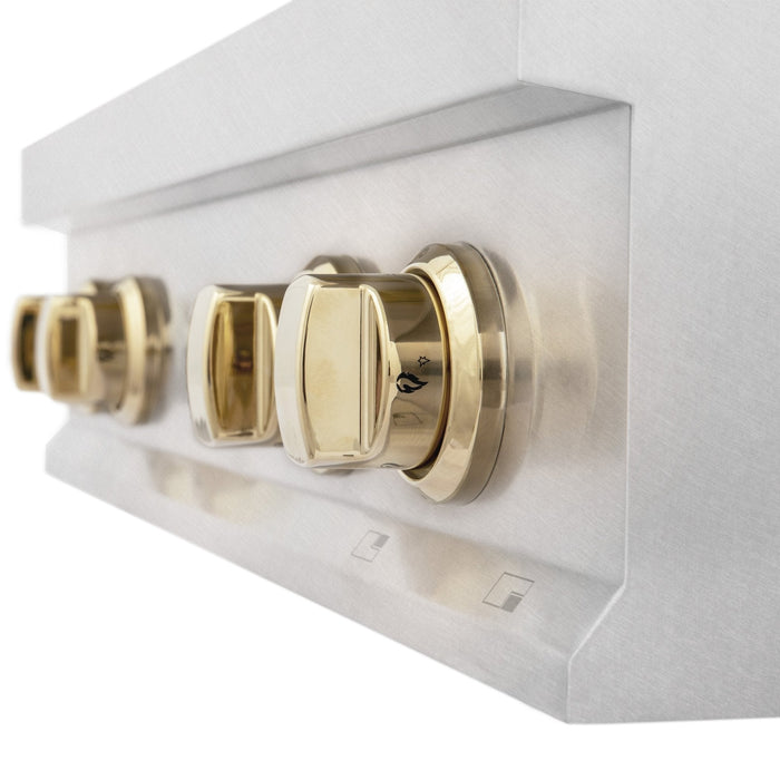 ZLINE 30" Autograph Rangetop, DuraSnow, Gold Accent, RTZ-30-G