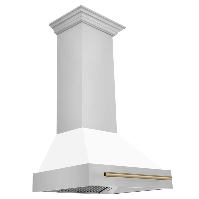 ZLINE 30" Autograph Stainless Wall Range Hood, White, 8654STZ-WM30-CB
