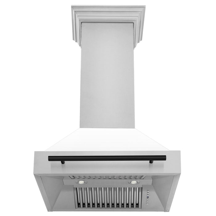 ZLINE 30" Autograph Stainless Wall Range Hood, White, 8654STZ-WM30-MB