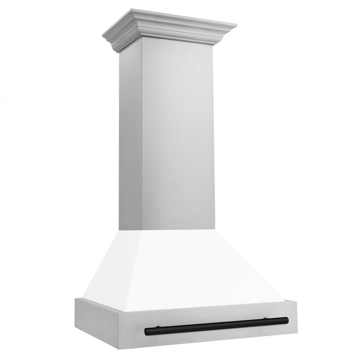 ZLINE 30" Autograph Stainless Wall Range Hood, White, 8654STZ-WM30-MB