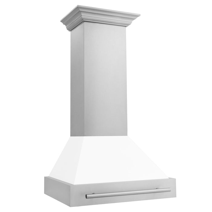 ZLINE 30" Autograph Stainless White Wall Range Hood, 8654STX-WM-30