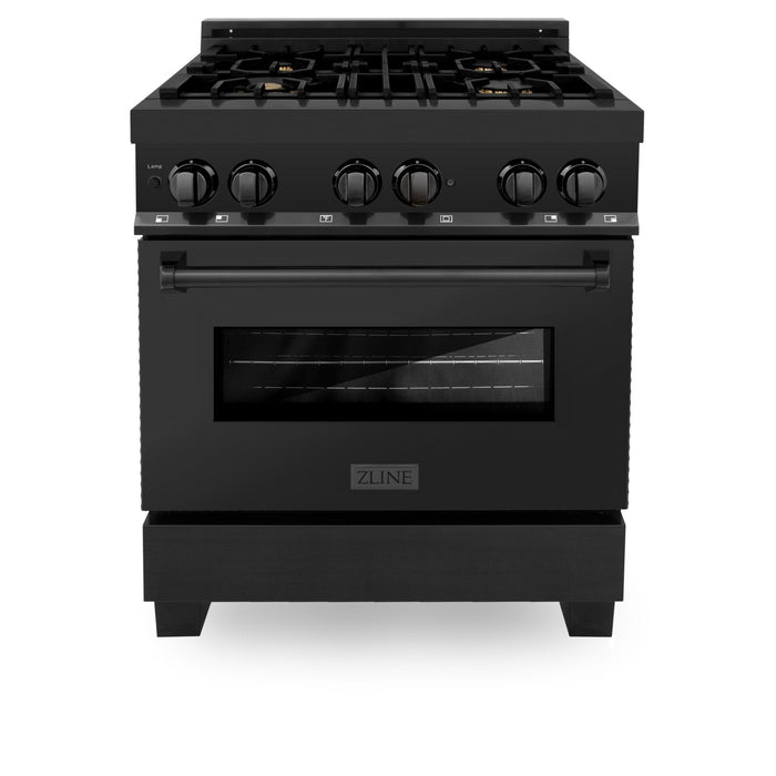 ZLINE 30" Black Stainless, Gas/Electric Oven, Brass Burners, RAB-BR-30