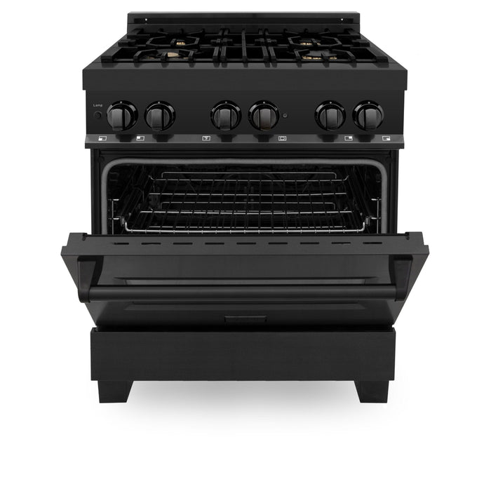 ZLINE 30" Black Stainless, Gas/Electric Oven, Brass Burners, RAB-BR-30