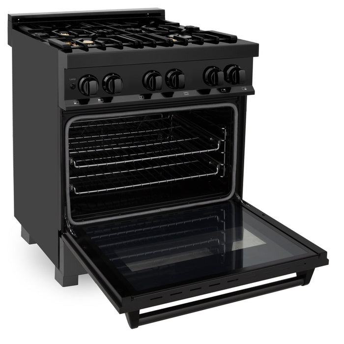 ZLINE 30" Black Stainless, Gas/Electric Oven, Brass Burners, RAB-BR-30