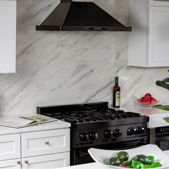 ZLINE 30" Black Stainless, Gas/Electric Oven, Brass Burners, RAB-BR-30