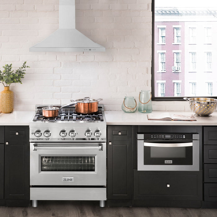 ZLINE 30" Bundle Range RA30 &  Wall Range Hood KB-30, 2KP-RARH30