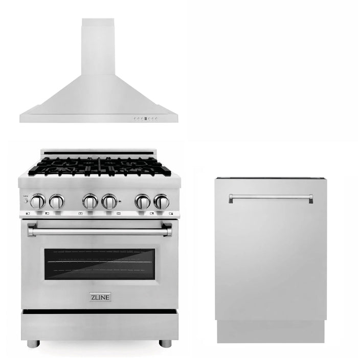 ZLINE 30" Bundled Stainless DualRange RangeHood Dishwasher 3KP-RARH30-DWV