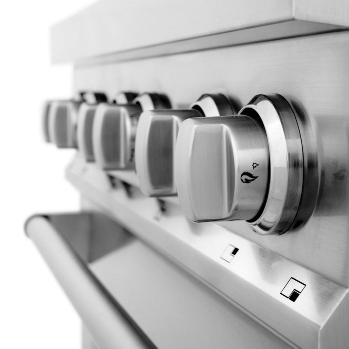 ZLINE 30" Dual Fuel Oven Range, Stainless Steel, Brass Burners, RA-BR-30