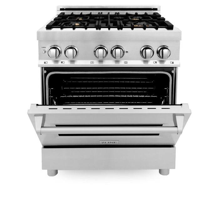 ZLINE 30" Dual Fuel Oven Range, Stainless Steel, Brass Burners, RA-BR-30