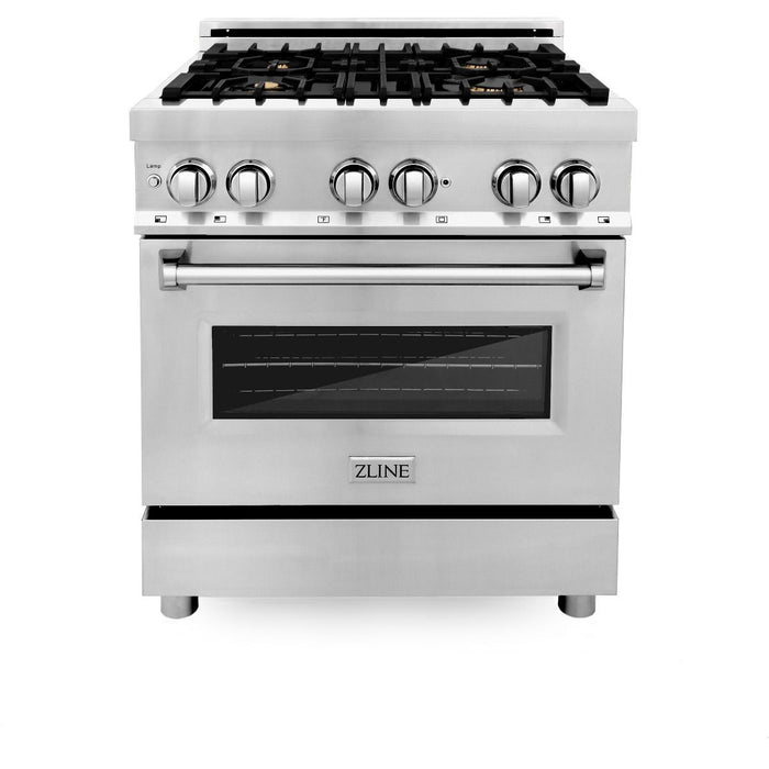 ZLINE 30" Dual Fuel Oven Range, Stainless Steel, Brass Burners, RA-BR-30