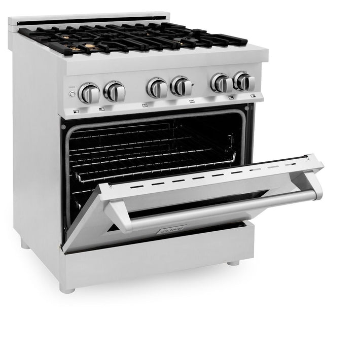 ZLINE 30" Dual Fuel Oven Range, Stainless Steel, Brass Burners, RA-BR-30
