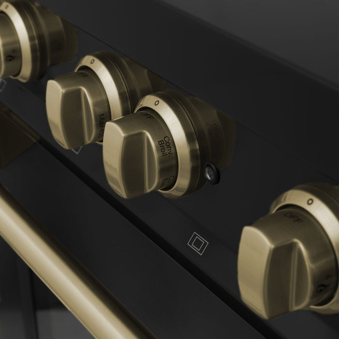 ZLINE 30" Dual Fuel Range, Black Stainless, Champagne Bronze, RABZ-30-CB