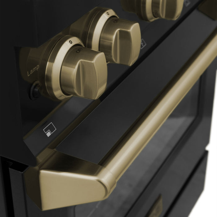ZLINE 30" Dual Fuel Range, Black Stainless, Champagne Bronze, RABZ-30-CB