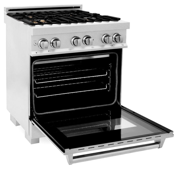 ZLINE 30" Dual Fuel Range, DuraSnow, Stainless, Brass Burners, RAS-SN-BR-30